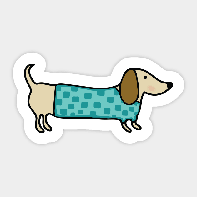 Cute dachshund in blue shirt Sticker by bigmomentsdesign